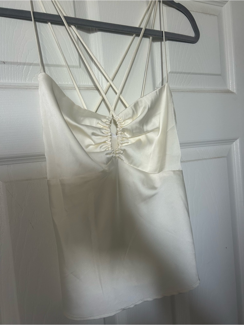 ASTR the label  Ivory Satin Slip Cami with Double Spaghetti Straps